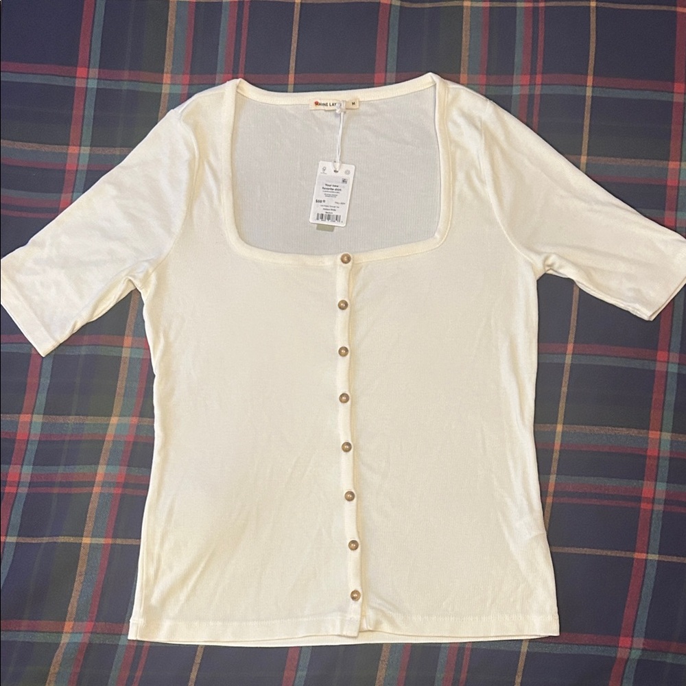 Marine Layer Lexi Button Through Square Neck Top